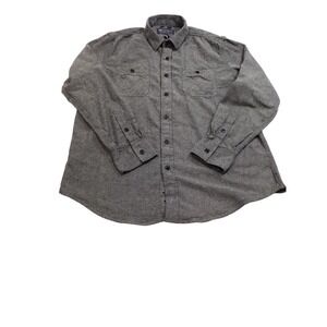 American Rag Mens Gray Flannel Button Down Shirt Long Sleeve Cotton Large